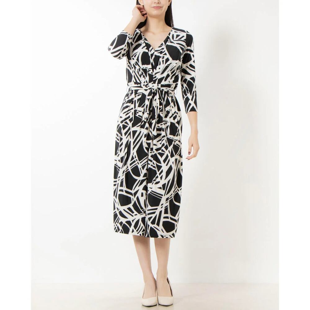 DVF Diane von Furstenberg Wrap Dress Women's 8 Black White 100% Silk